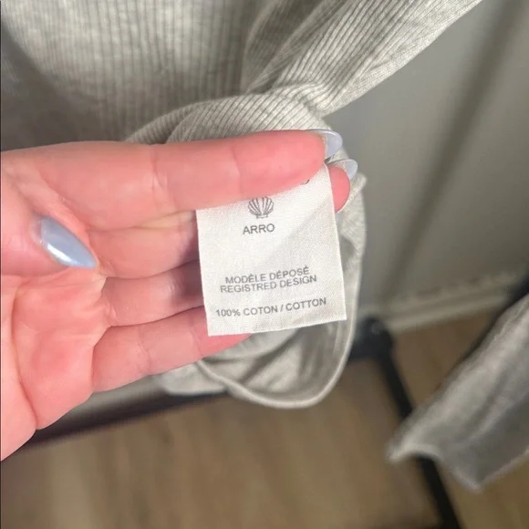 Loulou Studio Arro Ribbed Mélange Cotton Ribbed Long Sleeve Bodysuit Size Small - Picture 7 of 8